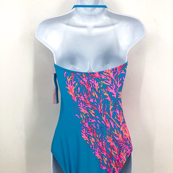 LILLY PULITZER Teslee One-Piece Swimsuit Size 4 Blue Oasis Goddess The Sea NWT - Picture 7 of 11